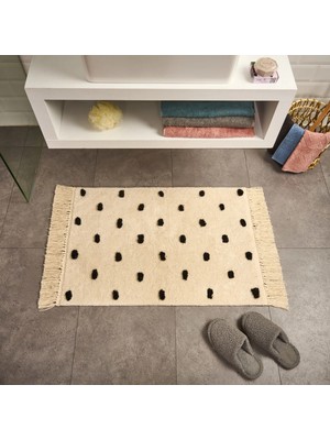 Matmel Soft Tufting Vira Banyo Paspası - Ekru / Siyah - 60X90 cm
