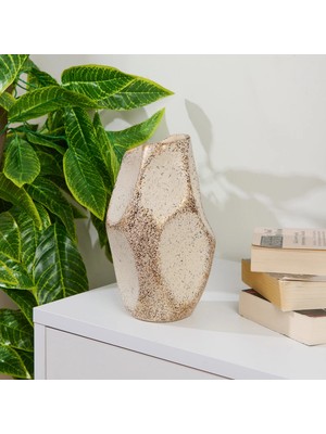 Matmel Deco Urthania Vazo - Bej / Gold - 25 cm