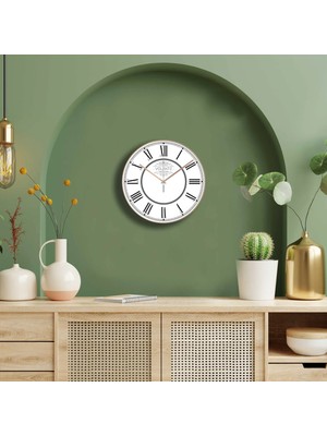 Matmel Elegant Duvar Saati - Bronz / Beyaz - 30 cm