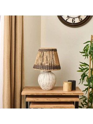 Matmel Light Dorian Eskitme Seramik Abajur - Krem - 40X40X25 cm