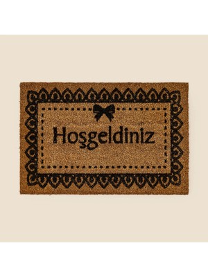 Matmel Home Koko Hoşgeldiniz Kapı Önü Paspası - Bej / Siyah - 40X60 cm