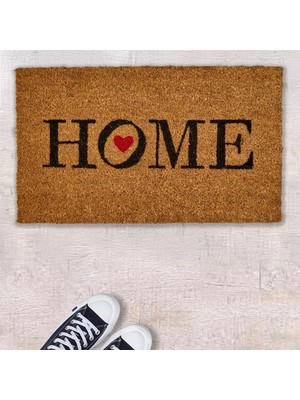 Matmel Home Kırmızı Kalp Kapı Önü Paspası - Bej - 35X60 cm