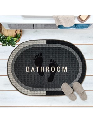 Matmel Soft Bathroom Oval Sihirli Banyo Paspası - Antrasit - 50X70 cm