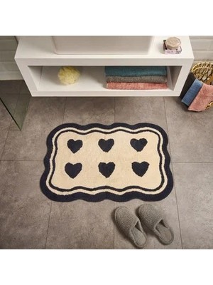 Matmel Soft Tufting Herz Banyo Paspası - Ekru - 60X90 cm