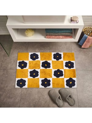 Matmel Soft Tufting Heart Banyo Paspası - Hardal / Ekru - 60X90 cm