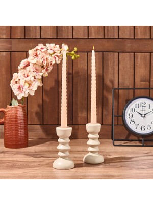 Matmel 2'li Burgu Şamdan Mumu - Açık Kahverengi - 25 cm