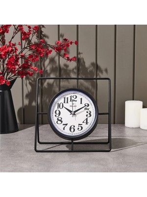 Matmel Metal Dikdörtgen Yuvarlak Masa Saati - 24 cm