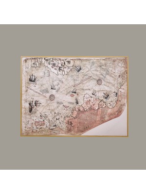 Matmel Deco Piri Reis Tablo - Açık Kahverengi - 120X90 cm