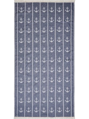 Matmel Soft Çapa Desenli Peştemal - Mavi - 90X160 cm