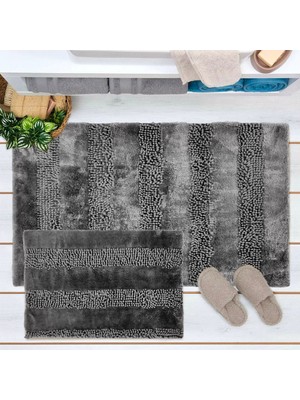 Matmel Soft Line 2'li Banyo Paspası - Antrasit - 60X90 cm + 45X60 cm