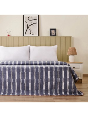 Matmel Soft Mavruz Pamuklu Çift Kişilik Battaniye - Mavi - 200X220 cm