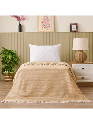 Matmel Soft Luma Pamuklu Tek Kişilik Battaniye - Bej / Krem - 150X200 cm