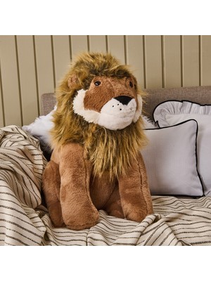 Matmel Soft Ormanların Kralı Aslan Figürlü Yastık - Kahverengi - 30X55 cm