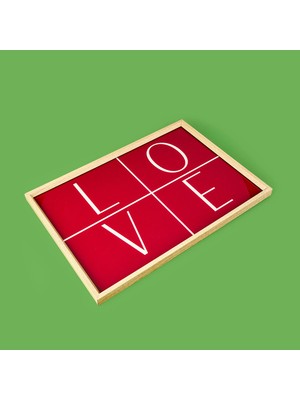 Matmel Deco Love Desenli Dekoratif Tepsi - Kırmızı - 28,5X41 cm