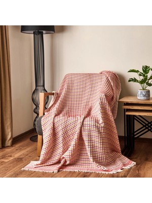 Matmel Soft Waffle Koltuk Şalı - Ekru / Bordo - 120X170 cm