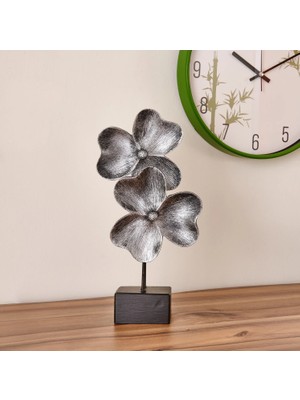 Matmel Deco Yonca Dekor - Gümüş / Siyah - 30 cm