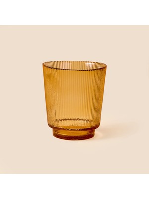 Matmel Deco Çizgili Bardak Mumluk - Amber - 11 cm