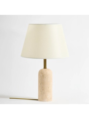 Matmel Luum Kumaş Şapkalı Abajur - Krem / Traverten - 48 cm