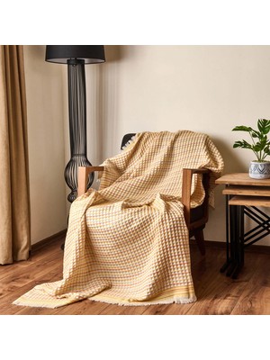 Matmel Soft Waffle Koltuk Şalı - Ekru / Sarı - 120X170 cm