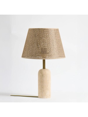 Matmel Luum Hasır Şapkalı Abajur - Kahverengi / Traverten - 48 cm