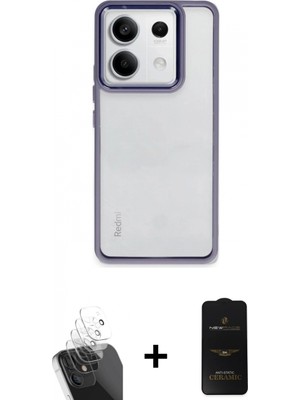 Marsilyan™- Redmi Note 13 Pro 4g Kılıf Nova Işık Serisi - Siyah 6d Antistatik Mat Seramik Hayalet Nano Ekran Koruyucu + Kamera Lens Koruma Cam - Sf
