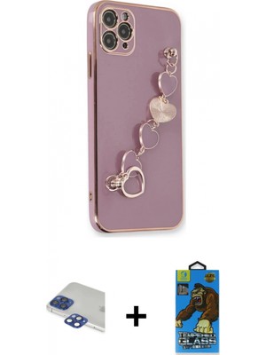 Marsilyan™- iPhone 11 Pro Max Kılıf Nova Işık Prime - Siyah 18D Cam Ekran Koruyucu + Pers Alüminyum Kamera Lens - Lt