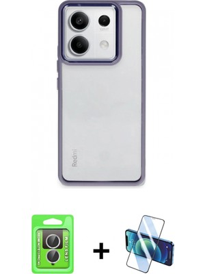 Pileli Store Pilelistore™ Redmi Note 13 Pro 4g Kılıf Nova Işık Serisi - Siyah 3D Antistatik Seramik Nano Ekran Koruyucu + Raze Metal Kamera Lens - Gs