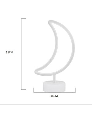Ozcmax Dekoratif Pilli Ay Tasarımlı 3D Neon LED Masa ve Gecce Lambası
