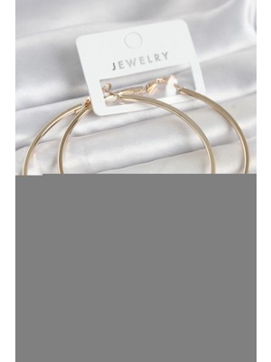 Nemere Gold Renk Pirinç Köşeli Kenar Halka 72 mm Kadın Küpe - TJ-BKP11769