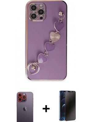 Marsilyan™- iPhone 12 Pro Max Kılıf Nova Işık Prime - Siyah 3D Antistatik Hayalet Cam Ekran Koruyucu + Neon Fosforlu Kamera Lens - Tu