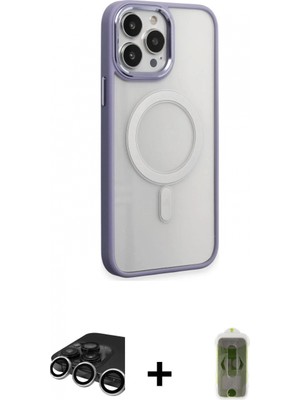 Marsilyan™- iPhone 15 Pro Kılıf Yankı Işık Özel Seri - Siyah Joko Magic 5d Hayalet Cam + Raze Metal Kamera Lens - Gs