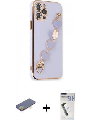 Marsilyan™- iPhone 12 Pro Max Kılıf Nova Işık Prime - Şeffaf Uv Polymer Nano Ekran Koruyucu + Renkli Kamera Lens Koruma Cam - Sı