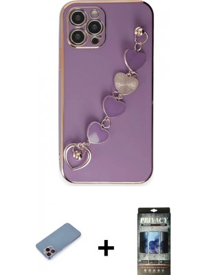 Marsilyan™- iPhone 12 Pro Kılıf Nova Işık Prime - Siyah 34D Hayalet Izgaralı Cam + Shine Kamera Lens Koruma Cam - Pe