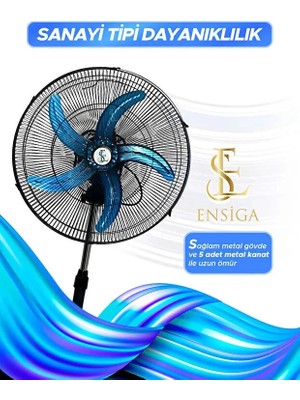 Ensiga Vantilatör Güçlü 18" Sanayi Tip 4 Salınım 80W Güçlü Performansı ve Dayanıklı Yapı Fan