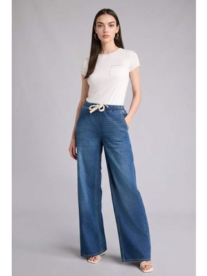 DeFacto %100 Pamuk Wide Leg Yüksek Bel Geniş Paça Uzun Yumuşak Jean Pantolon H3520AX26SM