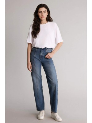 DeFacto 90's Wide Leg Yüksek Bel Düz Paça Uzun Jean Kar Yıkamalı Pantolon G4925AX26SM