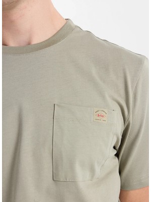 Lee Cooper VINCENT Erkek Regular Fit %100 Pamuk Basic Bisiklet Yaka T-Shirt Yeşil