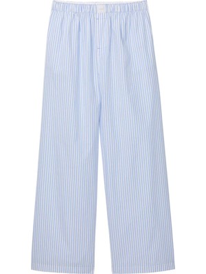 Calvin Klein Mavi Kadın Standart Çizgili Pijama Alt Covered Wb Poplın Pant