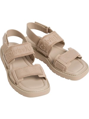 Calvin Klein Bej Kadın Sandalet Sq Molded Sandal Webb