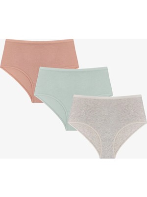 Penti Renkli Softies 3'lü Pamuklu Yüksek Bel Slip Külot