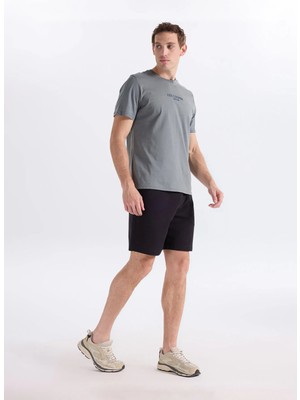 Lee Cooper OSWALD Erkek Regular Fit %100 Pamuk Baskılı Bisiklet Yaka T-Shirt Duman Gri̇