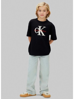 Calvin Klein Siyah Erkek Çocuk Baskılı T-Shirt LVCKSJA03BBEH