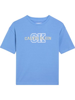 Calvin Klein Mavi Erkek Çocuk Baskılı T-Shirt LVCKSJA11BCIY