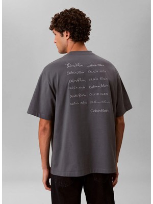 Calvin Klein Jeans Gri Erkek Standart Fit Baskılı T-Shirt LV04RE828GCKP Gri T-Shirt
