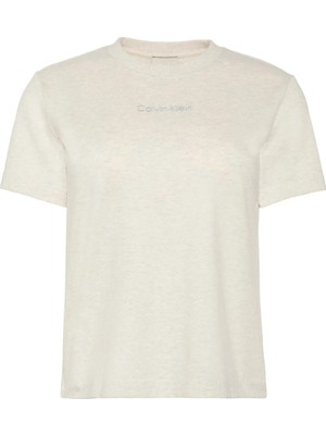 Calvin Klein Bej Kadın Standart Desenli T-Shirt A - Ss Classıc 20S Jsy Logo Grap