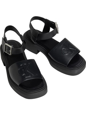 Calvin Klein Siyah Kadın Deri Sandalet Chunky Sandal Lth Mg