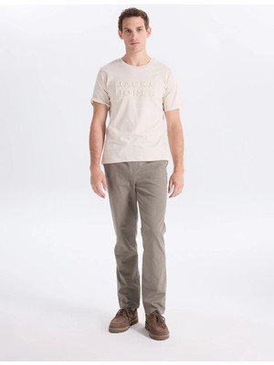 Jack & Jones Bej Erkek Regular Fit Logo Baskılı T-Shirt 12307677 Jprbluranger Teecrew BSS26