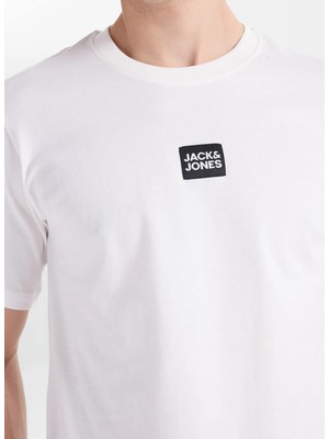 Jack & Jones Beyaz Erkek Regular Fit Logo Baskılı T-Shirt 12307761 Jprbluejoey Tee Crew BSS26