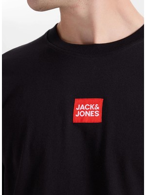 Jack & Jones Siyah Erkek Regular Fit Logo Baskılı T-Shirt 12307761 Jprbluejoey Tee Crew BSS26