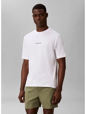 Calvin Klein Beyaz Erkek Normal Logo Baskılı T-Shirt LV00NM3021100